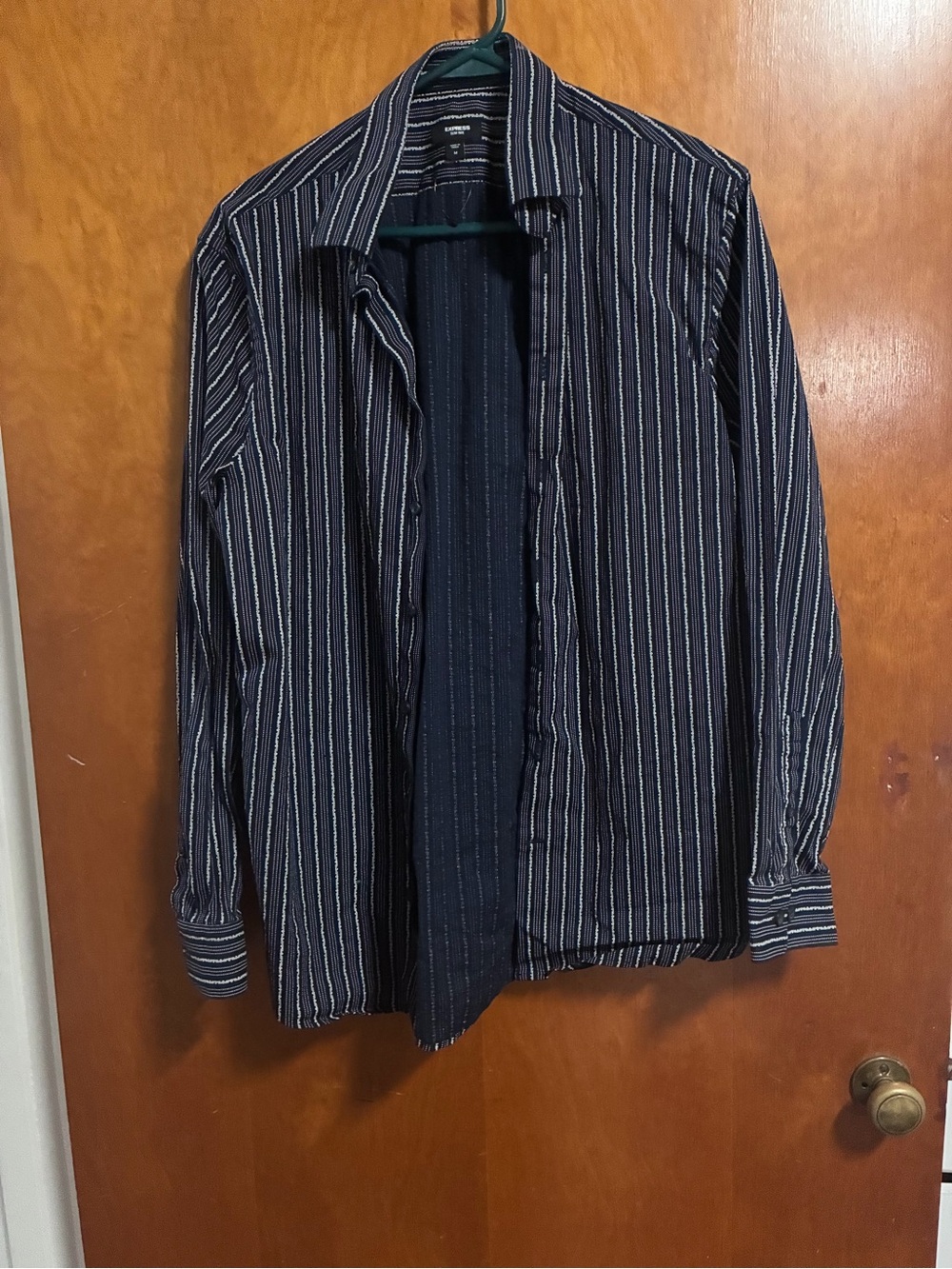 Striped Navy Men's Button-Up Shirt slim fit